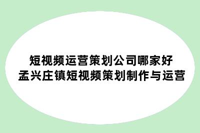 短视频运营策划公司哪家好 孟兴庄镇短视频策划制作与运营